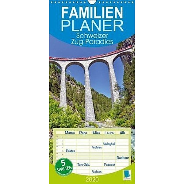 Schweizer Zug-Paradies - Familienplaner hoch (Wandkalender 2020 , 21 cm x 45 cm, hoch)