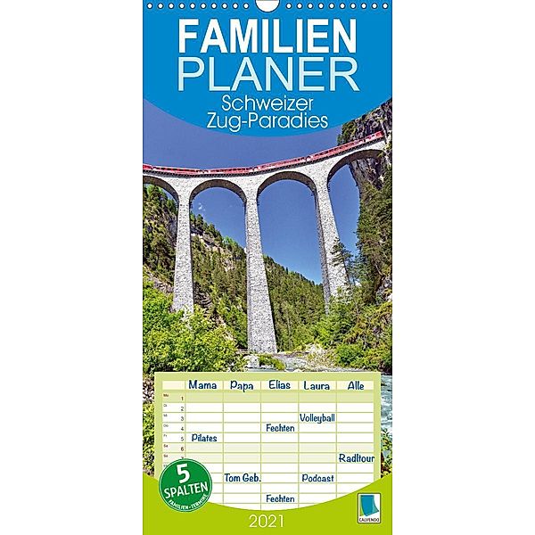 Schweizer Zug-Paradies - Familienplaner hoch (Wandkalender 2021 , 21 cm x 45 cm, hoch), Calvendo