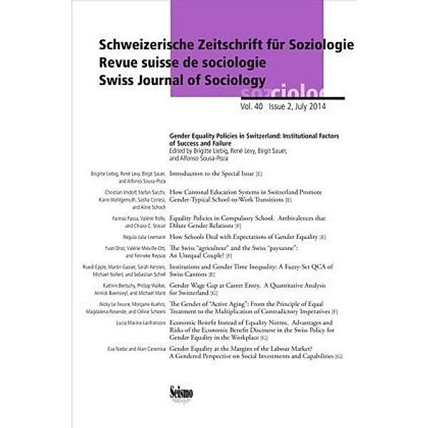 Schweizerische Zeitschrift für Soziologie: H.40/2 Schweizerische Zeitschrift für Soziologie 40/2