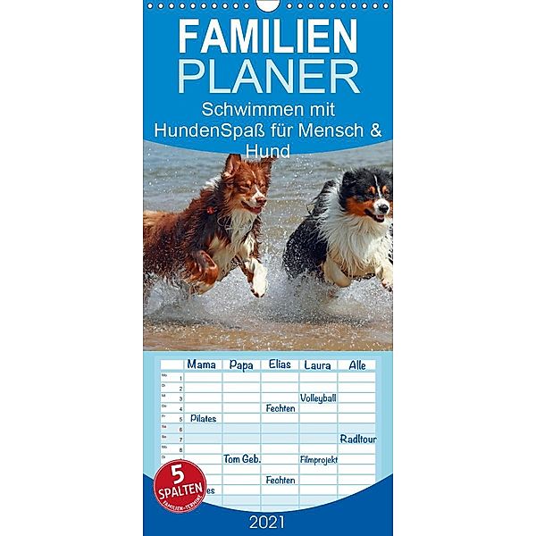 Schwimmen mit Hunden - Spaß für Mensch und Hund - Familienplaner hoch (Wandkalender 2021 , 21 cm x 45 cm, hoch), Chawera