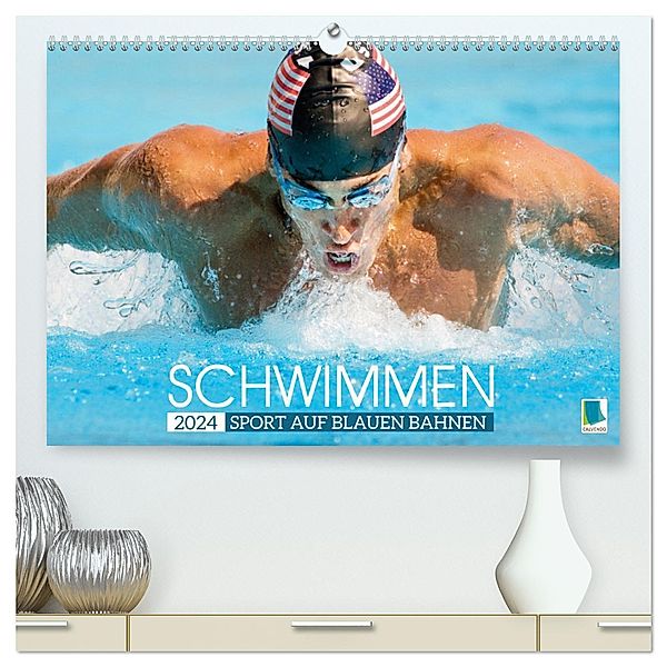 Schwimmen: Sport auf blauen Bahnen (hochwertiger Premium Wandkalender 2024 DIN A2 quer), Kunstdruck in Hochglanz, Calvendo