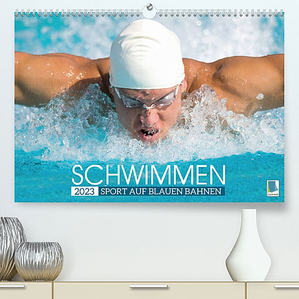 Schwimmen: Sport auf blauen Bahnen (Premium, hochwertiger DIN A2 Wandkalender 2023, Kunstdruck in Hochglanz), Calvendo