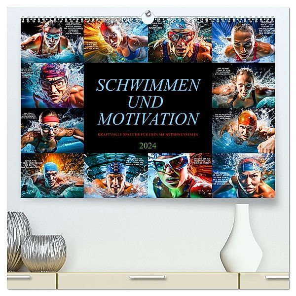 Schwimmen und Motivation (hochwertiger Premium Wandkalender 2024 DIN A2 quer), Kunstdruck in Hochglanz, Dirk Meutzner