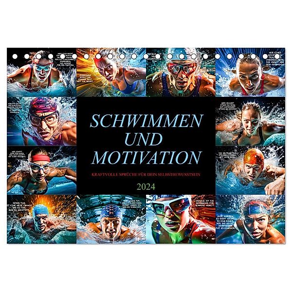 Schwimmen und Motivation (Tischkalender 2024 DIN A5 quer), CALVENDO Monatskalender, Dirk Meutzner