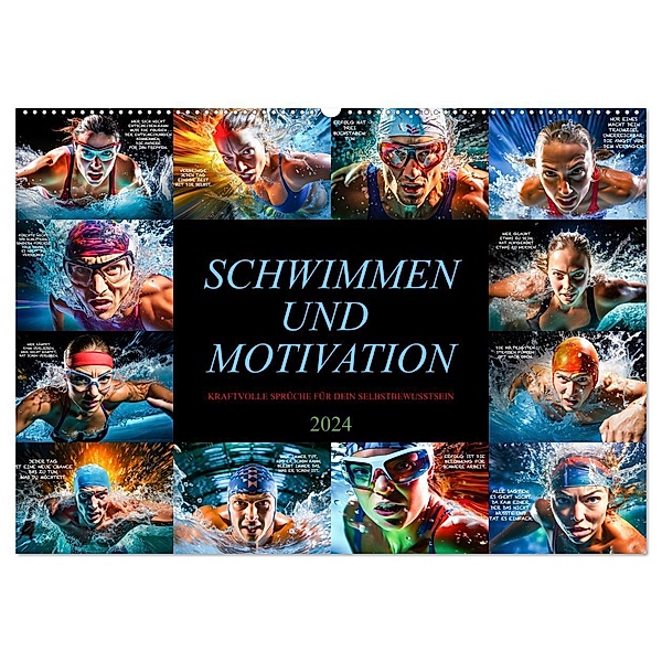 Schwimmen und Motivation (Wandkalender 2024 DIN A2 quer), CALVENDO Monatskalender, Dirk Meutzner