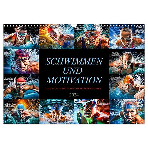 Schwimmen und Motivation (Wandkalender 2024 DIN A3 quer), CALVENDO Monatskalender, Dirk Meutzner