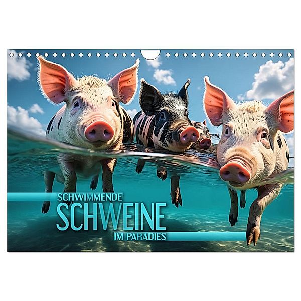 Schwimmende Schweine im Paradies (Wandkalender 2024 DIN A4 quer), CALVENDO Monatskalender, Calvendo, Renate Utz