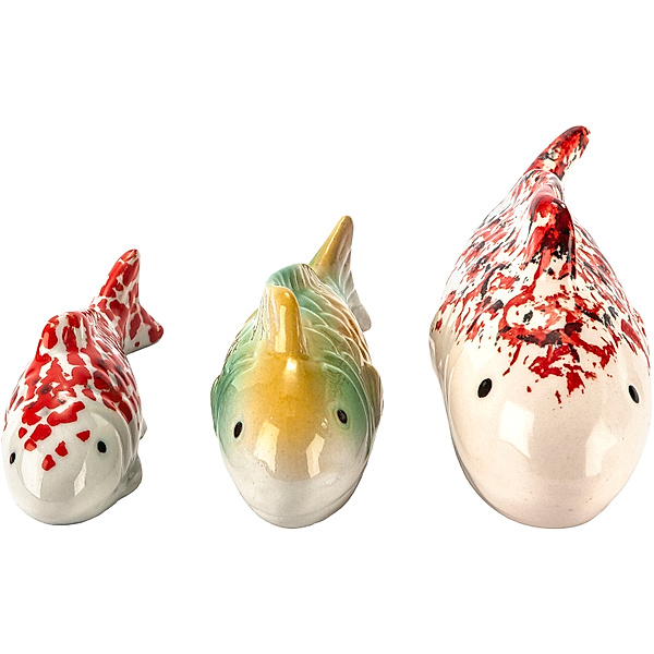 Schwimmkugeln Fisch aus Keramik, 3er-Set