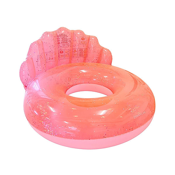 SUNNYLIFE Schwimmring SHELL (Ø110 cm) in neon coral