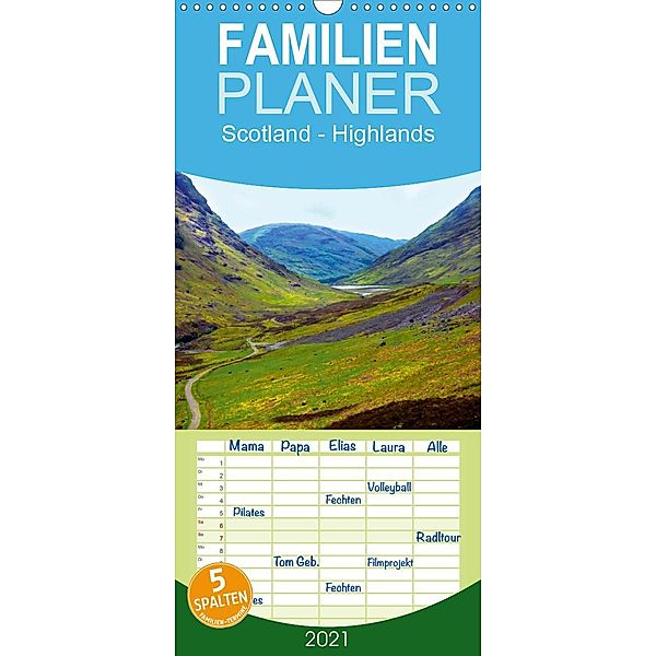 Scotland - Highlands - Familienplaner hoch (Wandkalender 2021 , 21 cm x 45 cm, hoch), Gabriela Wernicke-Marfo