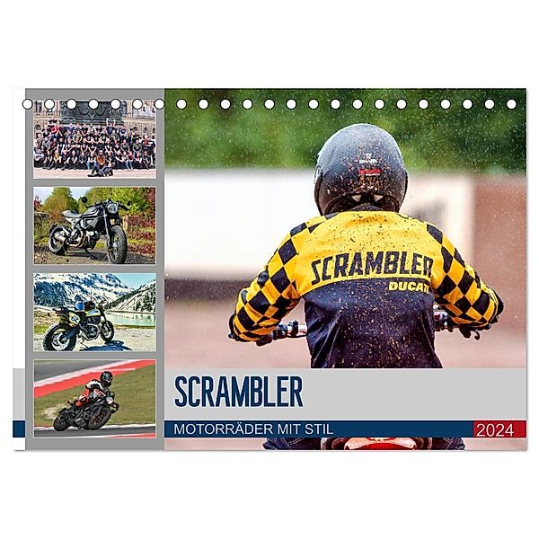 Scrambler Motorräder mit Stil (Tischkalender 2024 DIN A5 quer), CALVENDO Monatskalender, Peter Franko