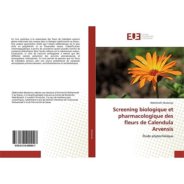 Screening biologique et pharmacologique des fleurs de Calendula Arvensis, Abdulmalik Abudunya