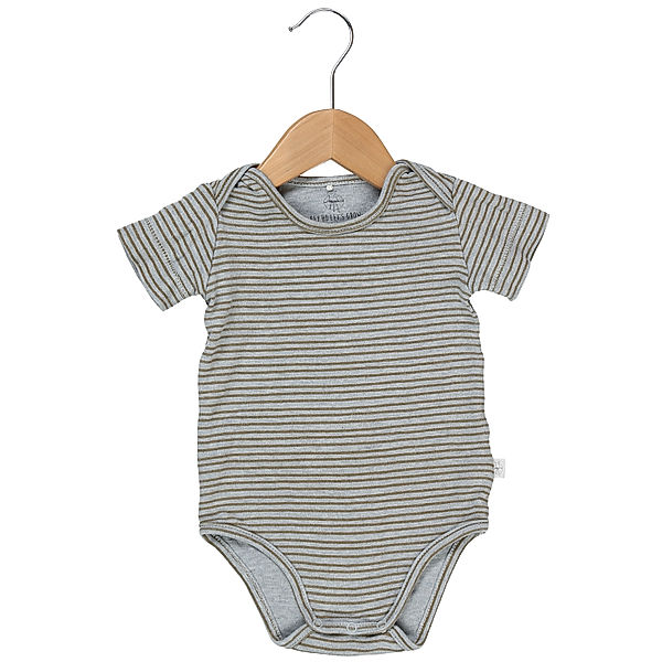 LÄSSIG Second Hand - Kurzarmbody BASIC STRIPE in grau