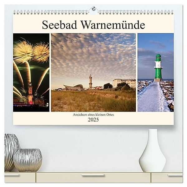 Seebad Warnemünde (hochwertiger Premium Wandkalender 2025 DIN A2 quer), Kunstdruck in Hochglanz, Calvendo, Thomas Deter