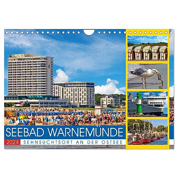 Seebad Warnemünde - Sehnsuchtsort an der Ostsee (Wandkalender 2024 DIN A4 quer), CALVENDO Monatskalender, Holger Felix