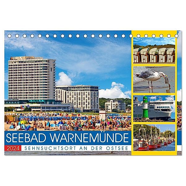 Seebad Warnemünde - Sehnsuchtsort an der Ostsee (Tischkalender 2024 DIN A5 quer), CALVENDO Monatskalender, Holger Felix