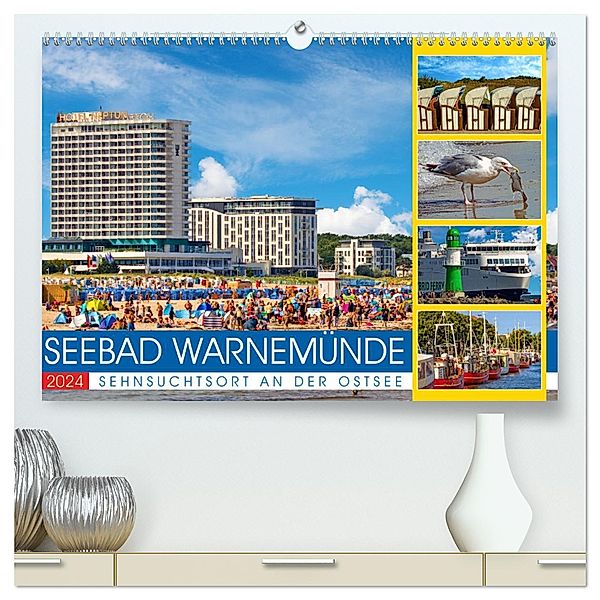 Seebad Warnemünde - Sehnsuchtsort an der Ostsee (hochwertiger Premium Wandkalender 2024 DIN A2 quer), Kunstdruck in Hochglanz, Holger Felix