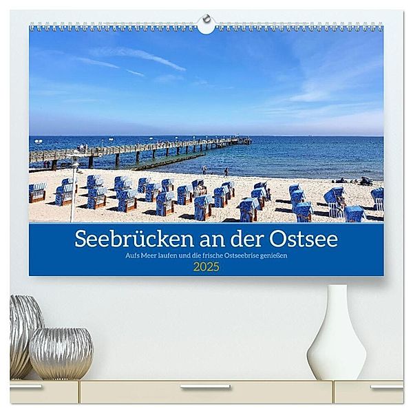 Seebrücken an der Ostsee - Aufs Meer laufen und die frische Ostseebrise genießen (hochwertiger Premium Wandkalender 2025 DIN A2 quer), Kunstdruck in Hochglanz, Calvendo, Michaela Schimmack