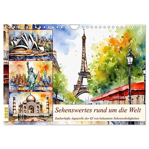 Sehenswertes rund um die Welt (Wandkalender 2025 DIN A4 quer), CALVENDO Monatskalender, Calvendo, Claudia Kleemann
