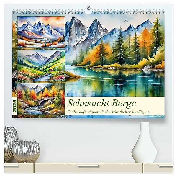 Sehnsucht Berge (hochwertiger Premium Wandkalender 2025 DIN A2 quer), Kunstdruck in Hochglanz, Calvendo