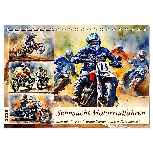 Sehnsucht Motorradfahren (Tischkalender 2025 DIN A5 quer), CALVENDO Monatskalender, Calvendo, Claudia Kleemann
