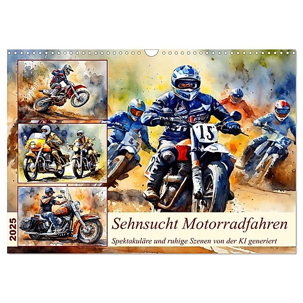 Sehnsucht Motorradfahren (Wandkalender 2025 DIN A3 quer), CALVENDO Monatskalender, Calvendo, Claudia Kleemann
