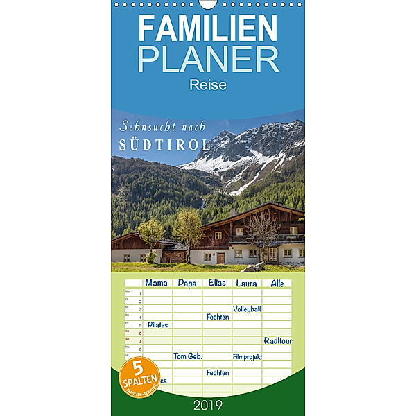 Sehnsucht nach Südtirol - Familienplaner hoch (Wandkalender 2019 , 21 cm x 45 cm, hoch), Christian Müringer