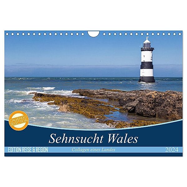 Sehnsucht Wales - Collagen eines Landes (Wandkalender 2024 DIN A4 quer), CALVENDO Monatskalender, Mr.Mooseman, Stefan Sattler