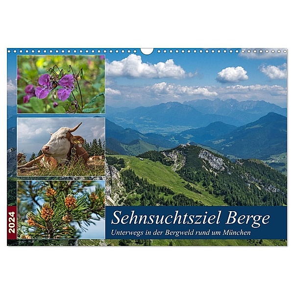 Sehnsuchtsziel Berge - Unterwegs in den Bergwelt rund um München (Wandkalender 2024 DIN A3 quer), CALVENDO Monatskalender, Birgit Matejka