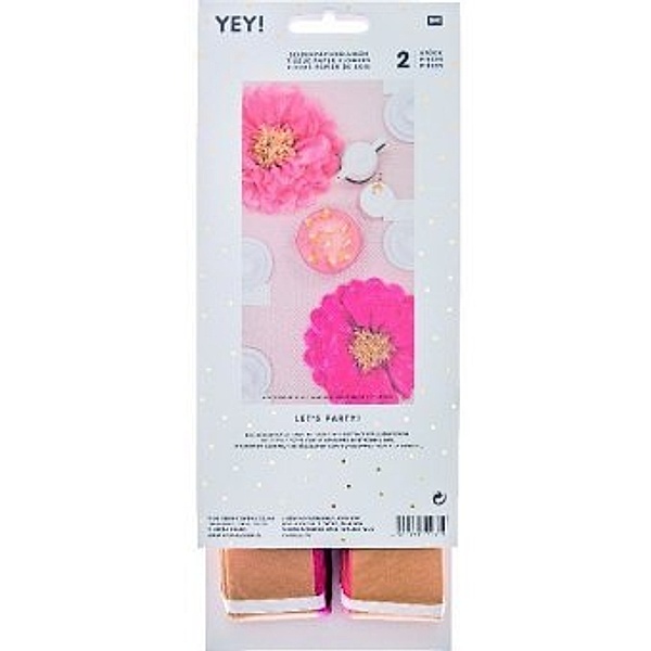 RICO DESIGN Seidenpapierblumen LET‘S PARTY 2er-Pack in rosa/pink
