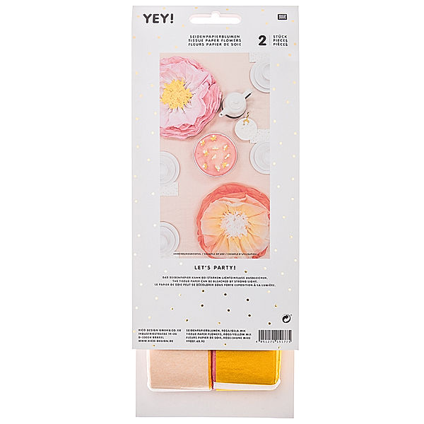 RICO DESIGN Seidenpapierblumen YEY! 2er-Pack in rosa/orange