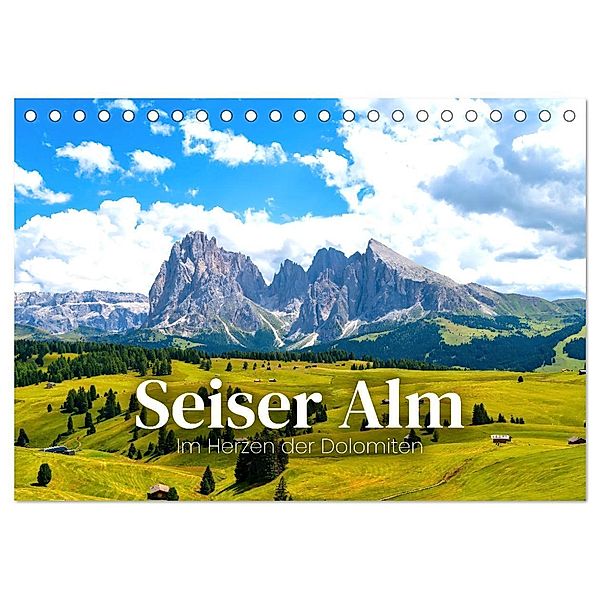 Seiser Alm - Im Herzen der Dolomiten. (Tischkalender 2024 DIN A5 quer), CALVENDO Monatskalender, Happy Monkey