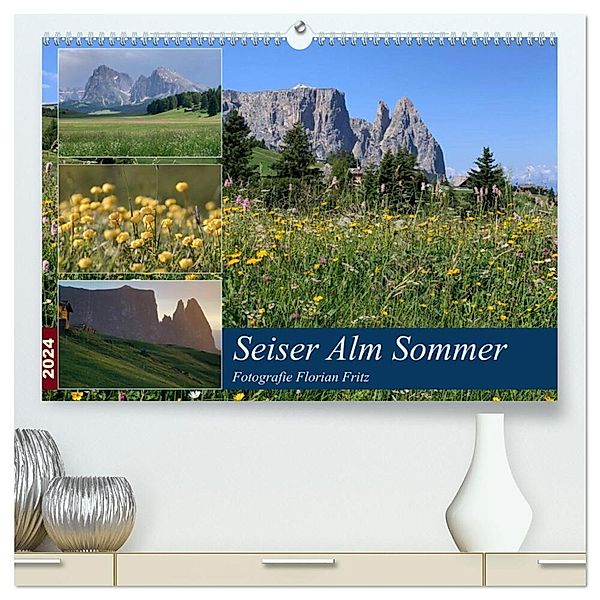 Seiser Alm Sommer (hochwertiger Premium Wandkalender 2024 DIN A2 quer), Kunstdruck in Hochglanz, Floian Fritz
