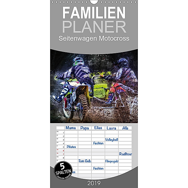 Seitenwagen Motocross - Familienplaner hoch (Wandkalender 2019 , 21 cm x 45 cm, hoch), Peter Roder