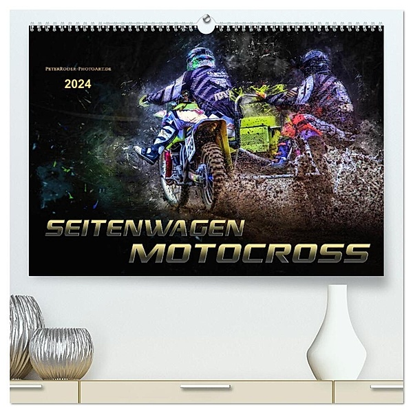 Seitenwagen Motocross (hochwertiger Premium Wandkalender 2024 DIN A2 quer), Kunstdruck in Hochglanz, Peter Roder