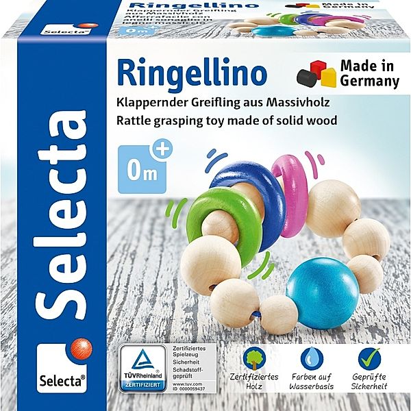 SCHMIDT SPIELE, Selecta Spielzeug Selecta Ringellino, klappernder Greifling, 8,5 cm