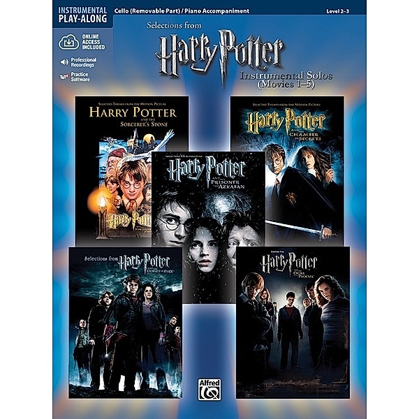 Selections from Harry Potter Movies 1-5, w. Audio-CD, for Cello and Piano Accompaniment, Alfred Music