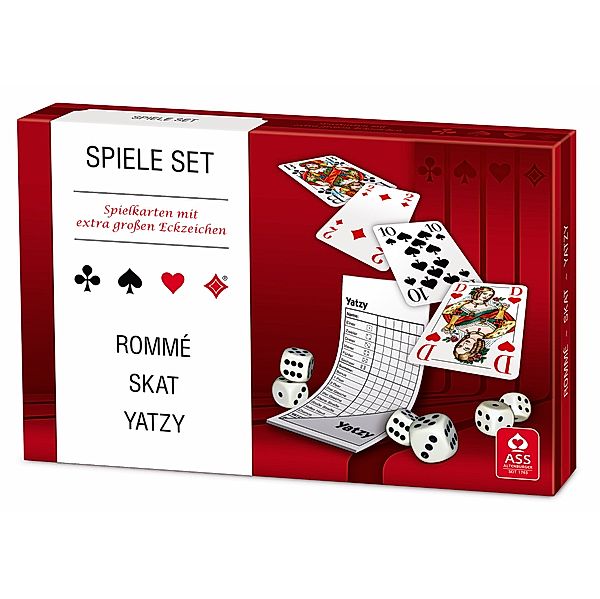 Senioren Spieleset - Romme/ Skat/ Yatzy mit extra großen Eckzeichen