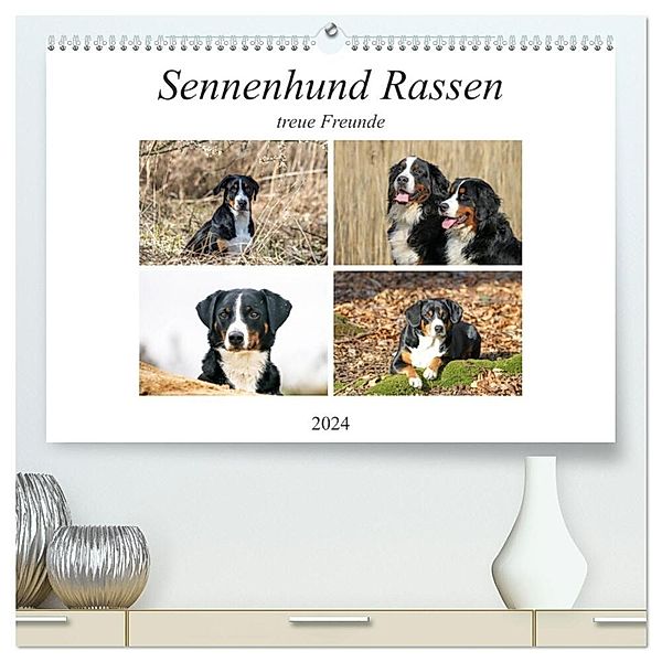 Sennenhund Rassen (hochwertiger Premium Wandkalender 2024 DIN A2 quer), Kunstdruck in Hochglanz, Schnellewelten