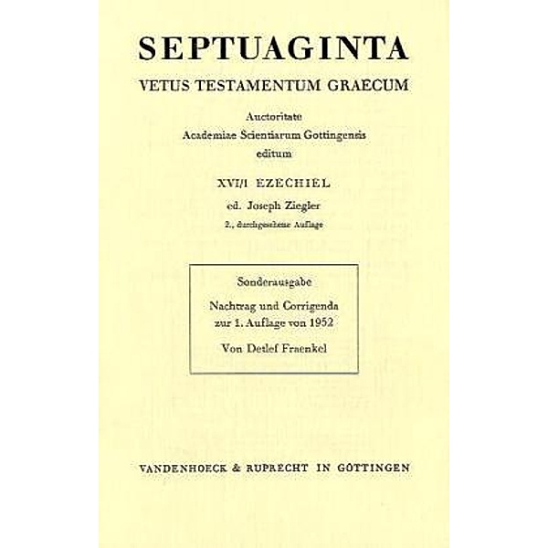 Septuaginta. Vetus Testamentum Graecum / Band 016,1N / Septuaginta. Nachtrag zu Band 16,1