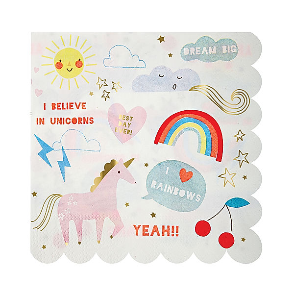 Meri Meri Servietten  BELIEVE IN UNICORNS LARGE 16er-Pack