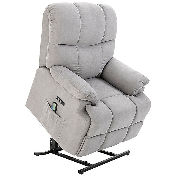 Sessel mit Aufstehhilfe, Liegefunktion und 8 Vibrationsmassagepunkten (Farbe: grau)