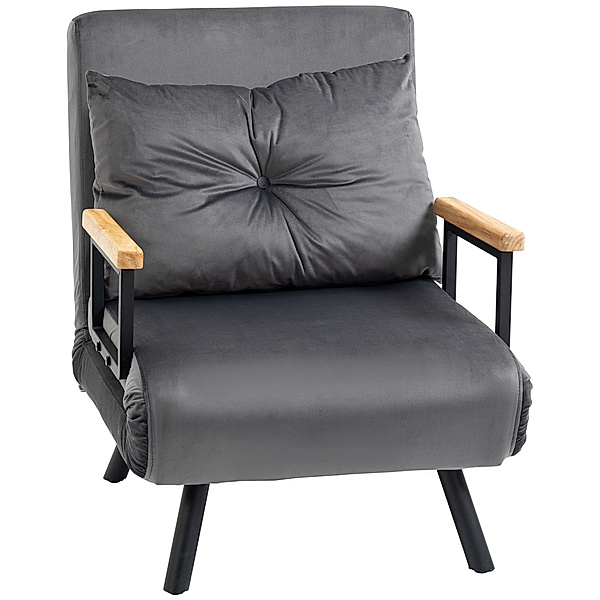 Sessel mit Sitzkissen grau (Farbe: dunkelgrau)