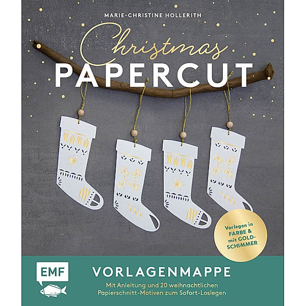 Set: Christmas Papercut - Die Vorlagenmappe mit Anleitung und 20 weihnachtlichen Papierschnitt-Motiven zum Sofort-Loslegen, Marie-Christine Hollerith