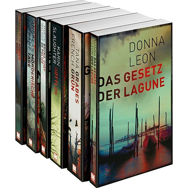 Set Tödliches Grauen, 6 Bände, Donna Leon, Karin Slaughter, Tana French