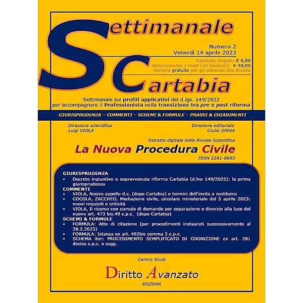 SETTIMANALE CARTABIA n. 2 - Venerdì 14.4.2023, Giulio Spina, Luigi Viola