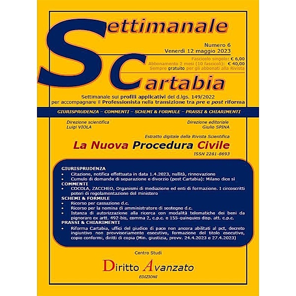 SETTIMANALE CARTABIA n. 6 - Venerdì 12.5.2023, Giulio Spina, Luigi Viola