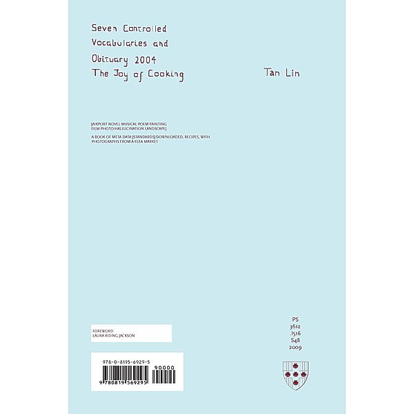 Seven Controlled Vocabularies and Obituary 2004. The Joy of Cooking / Wesleyan Poetry Series, Tan Lin