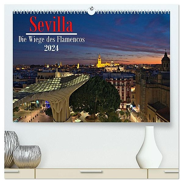 Sevilla - Die Wiege des Flamenco (hochwertiger Premium Wandkalender 2024 DIN A2 quer), Kunstdruck in Hochglanz, Mathias Calabotta
