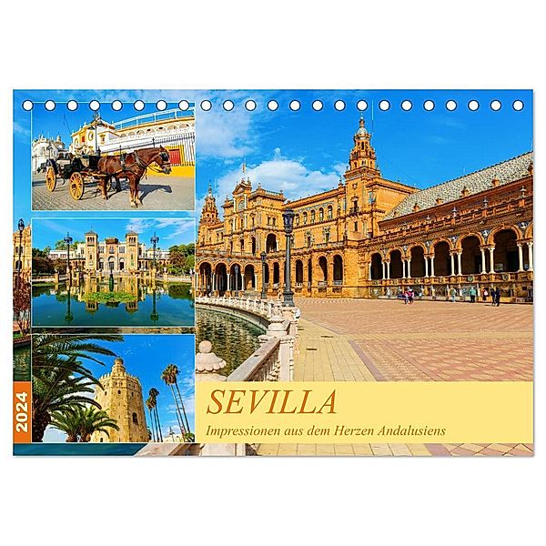 Sevilla - Impressionen aus dem Herzen Andalusiens (Tischkalender 2024 DIN A5 quer), CALVENDO Monatskalender, Christian Müller